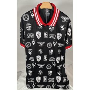 Bleaker And Mercer Men’s Black Red Racing Logo Polo Shirt Size 3XL
